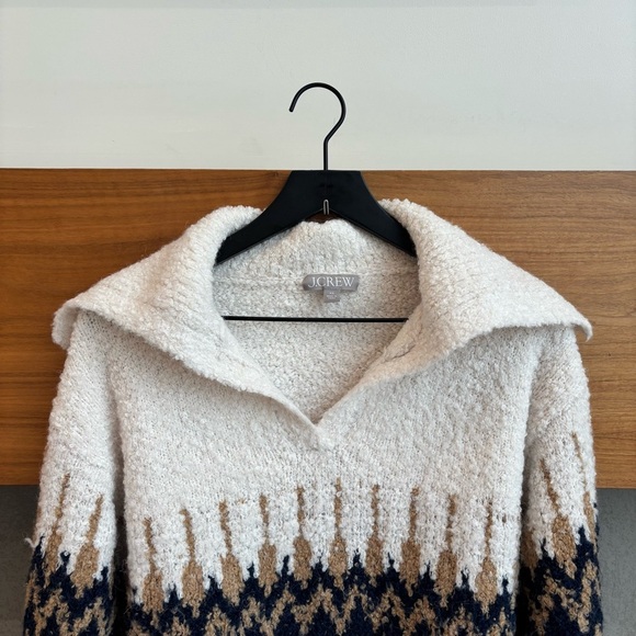NWOT J.CREW Fair Isle johnny-collar sweater in bouclé yarn, Size XS - Picture 5 of 16